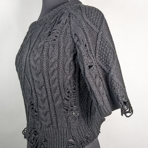 Mihara Yasuhiro distressed Goth cableknit sweater destroyed punk Grunge